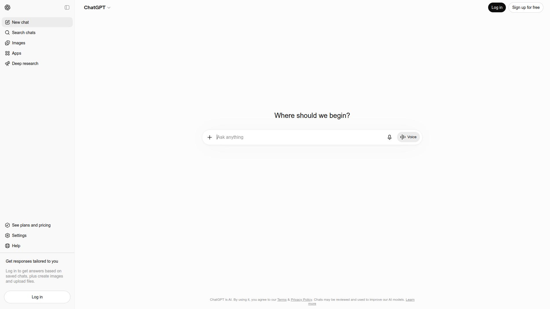 AI writing interface